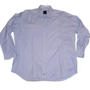 David Donahue Dress Shirt Mens 18 34/35 Regular Purple White Geometric Cotton